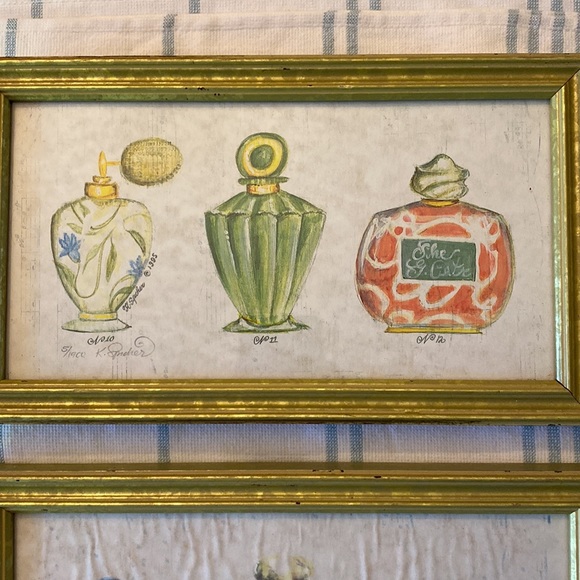 Vintage Perfume Bottles Design in Frame Set of 2 - Picture 2 of 5